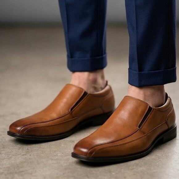 Kenneth Cole New York Len Slip On Men\'s Size 12 Tan Cognac Leather Dress Loafers main image 8